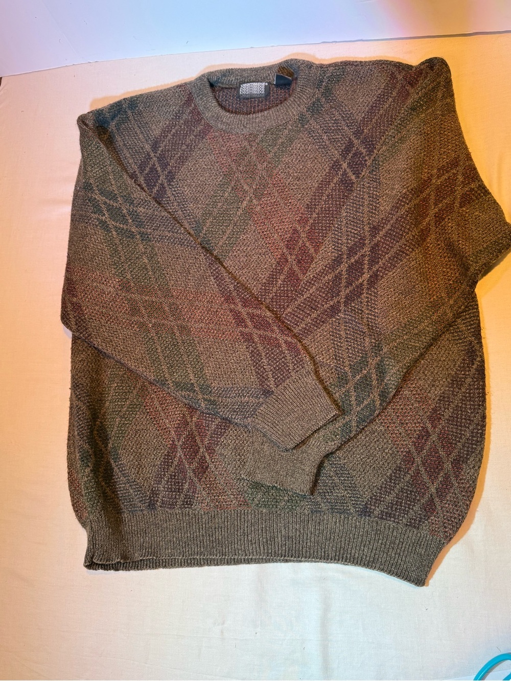 Vintage Knightsbridge Green Brown Sweater Sz XL